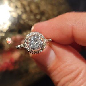 GORGEOUS Vintage Inspired QVC Diamonique Halo Engagement Ring